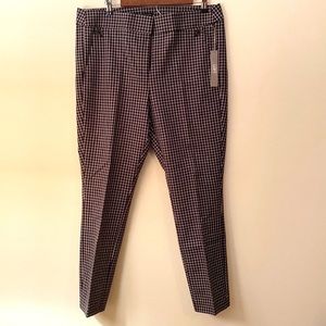 Loft Skinny Button Plaid Pants, SZ 14, Black